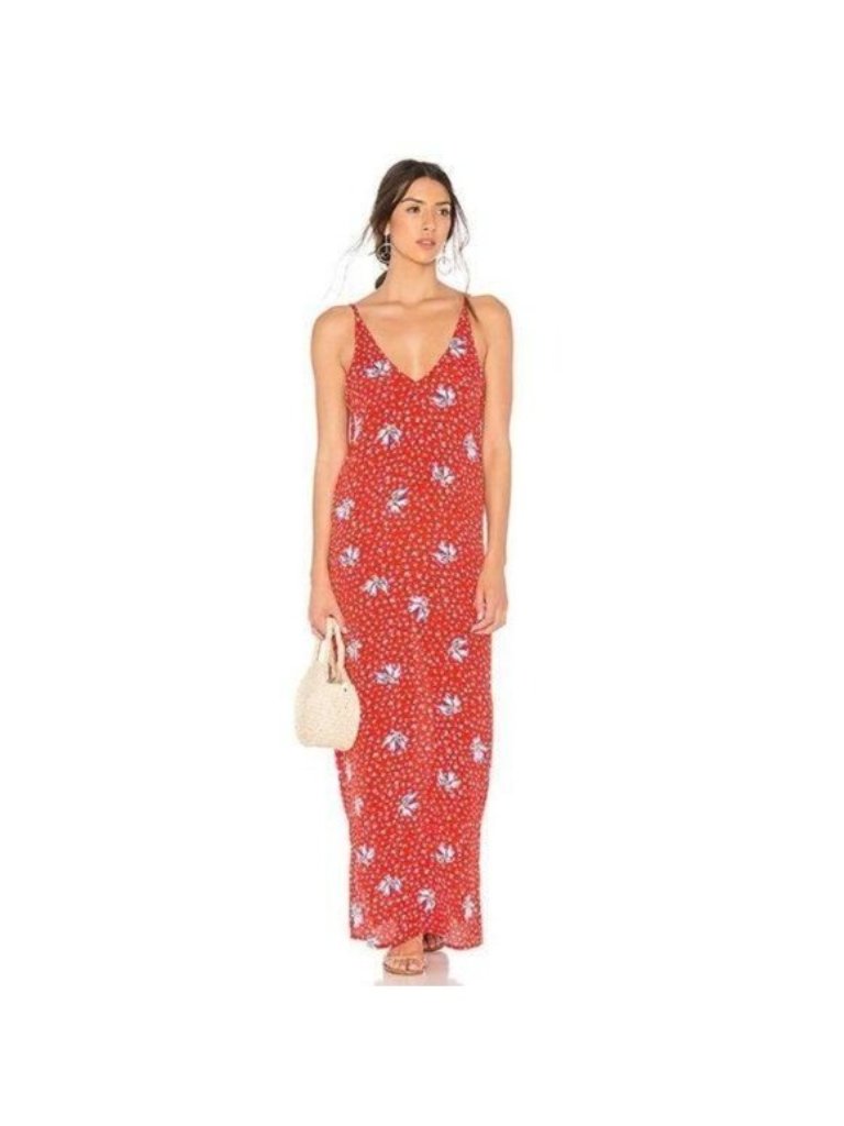 Beach Riot Red Floral Mila Maxi Dress With Open Back